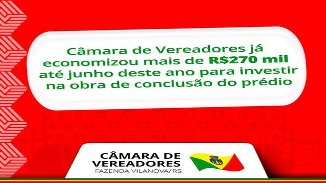 Câmara de Vereadores já economizou mais de R$ 270 mil até junho deste ano para investir na obra de conclusão do prédio